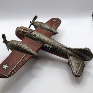 Vintage cast iron WW2 bomber twin prop